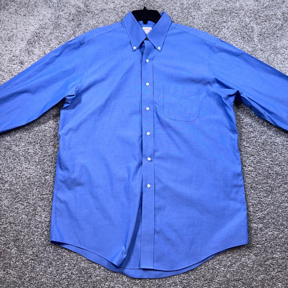 Brooks Brothers Original Shirt Mens Regular Fit Non-Iron Blue 16-34 EXCELLENT - Picture 2 of 6